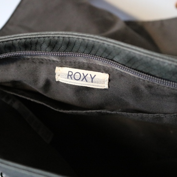 ROXY Messenger Bag Satchel Shoulder Bag Grey & Tan Polyurethane Faux Snakeskin - Picture 5 of 8